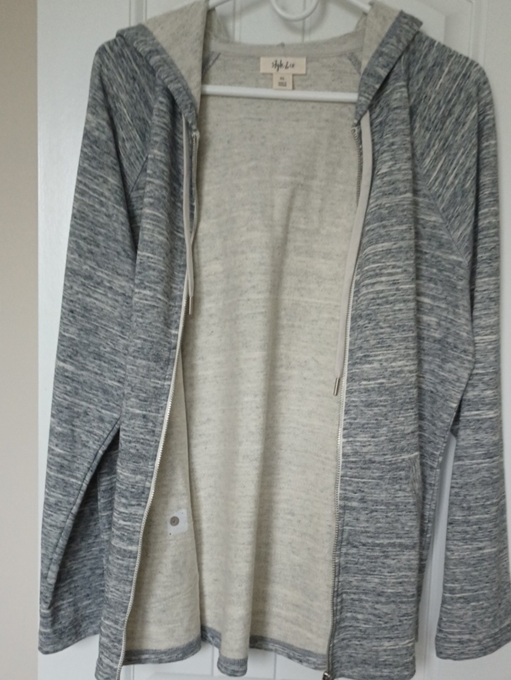 STYLE & CO Heather Gray Full Zip Hoodie Size XL NWOT Lightweight Sweatshirt - Picture 13 of 15